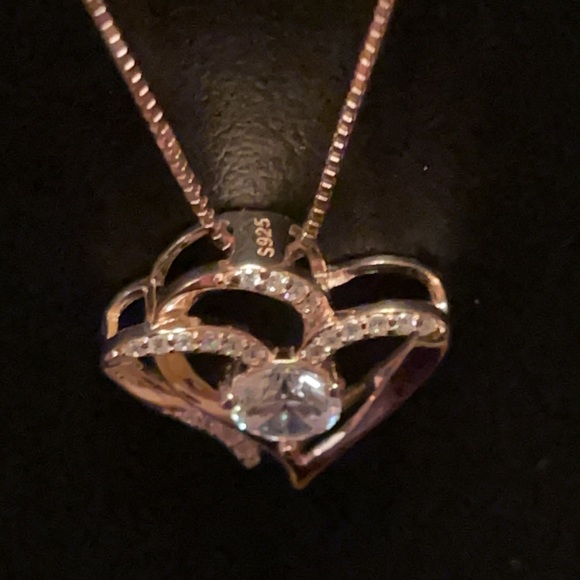 14K Rose Gold Plated Sterling Zirconia Heart Necklace NWOT 😍 PERFECT GIFT - Picture 13 of 16
